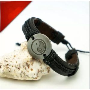 Men infinity leather bracelet